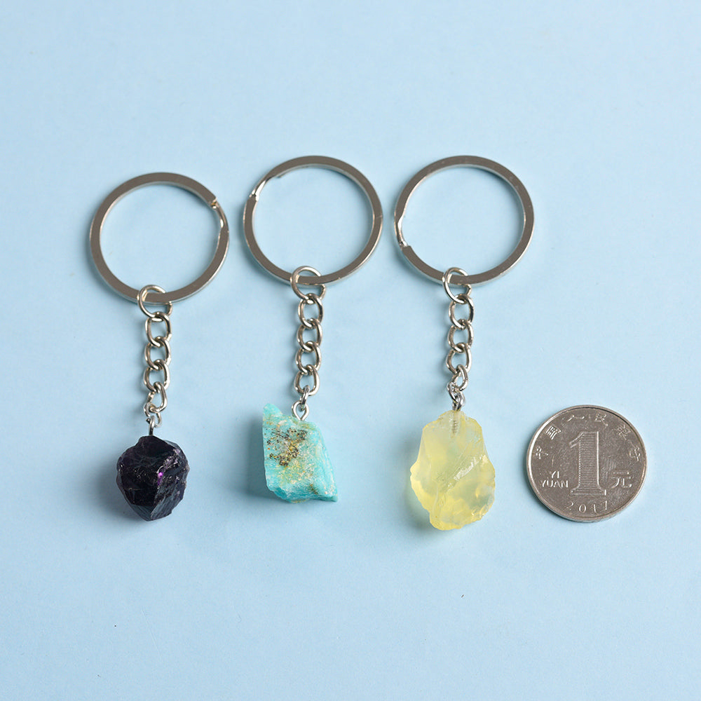 Raw crystal keychain