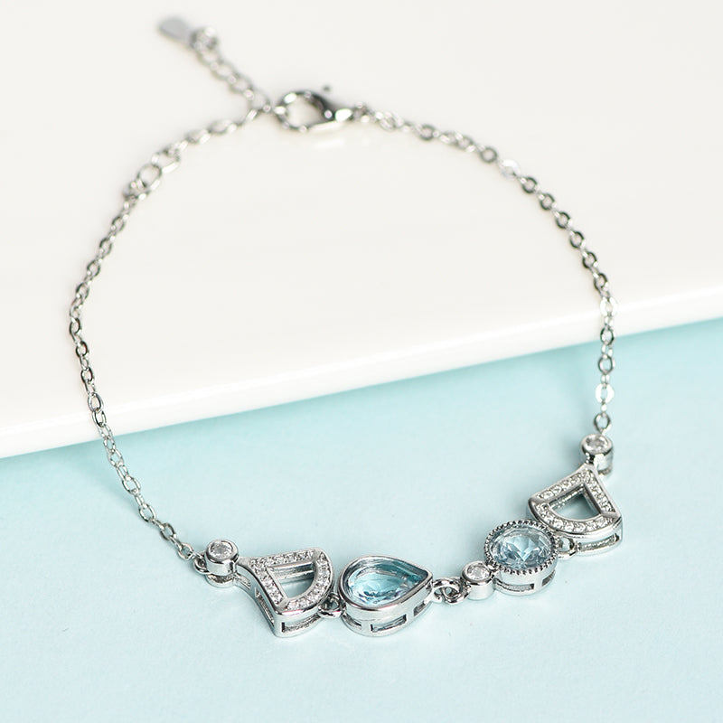 Faceted Tear Drop&Leaf Bracelet