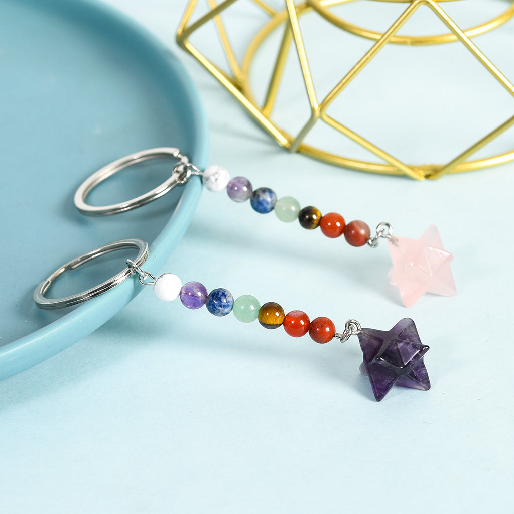 seven chakras Merkaba keychain