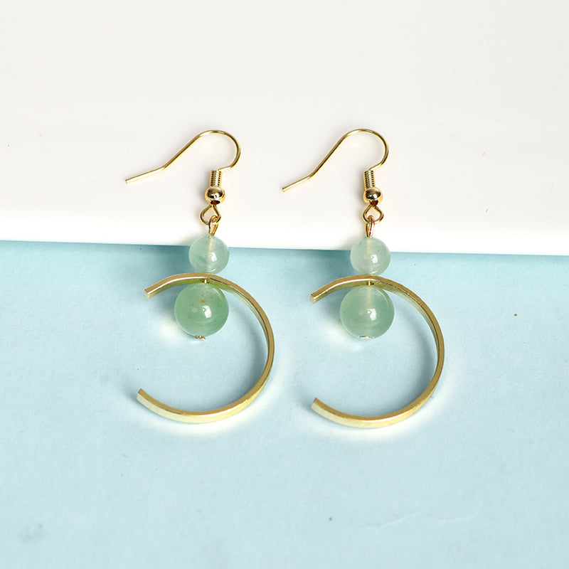 Double Bead Moon Earring