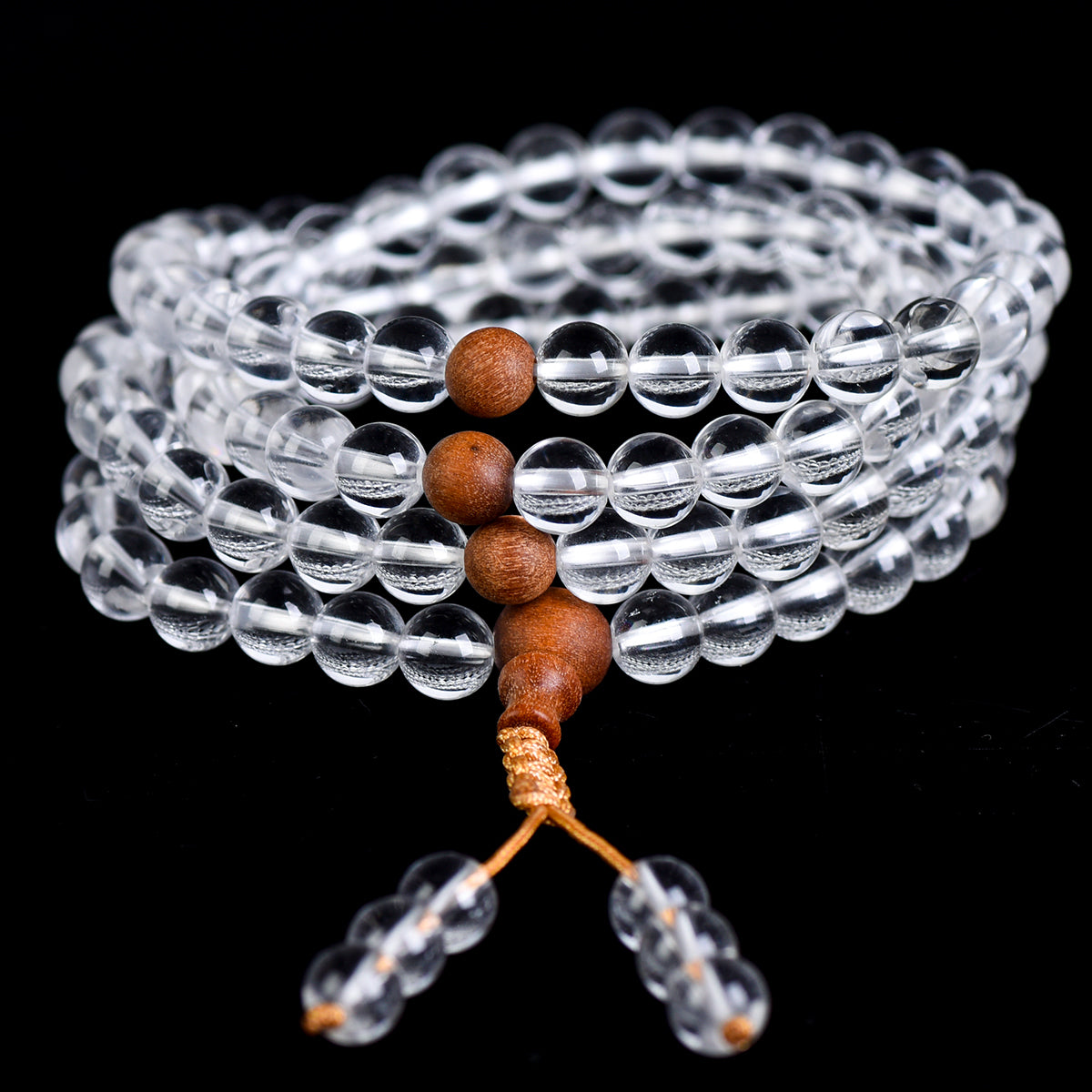 108 Clear Quartz Beads With Sandalwood Bracelet