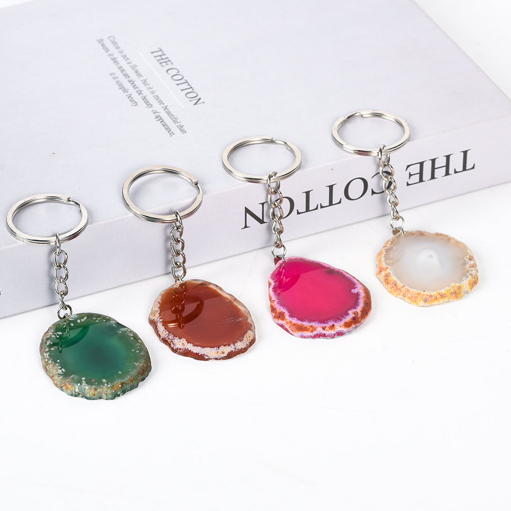 agate slices keychain