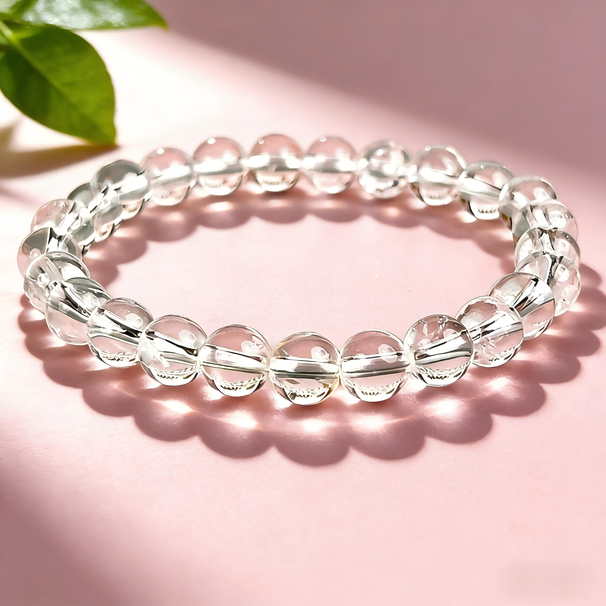 Clear Quartz 8mm Beaded Bracelet