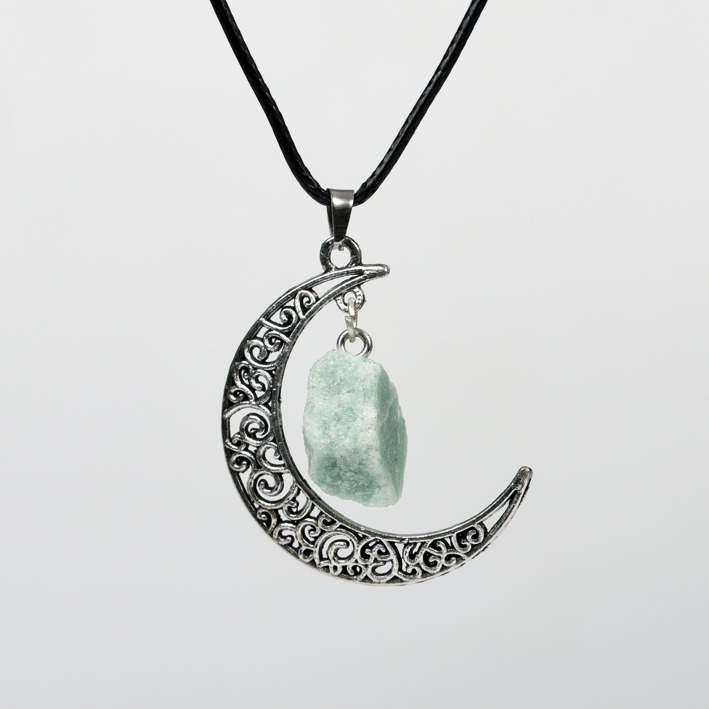 Raw Crystal & Moon Pendant