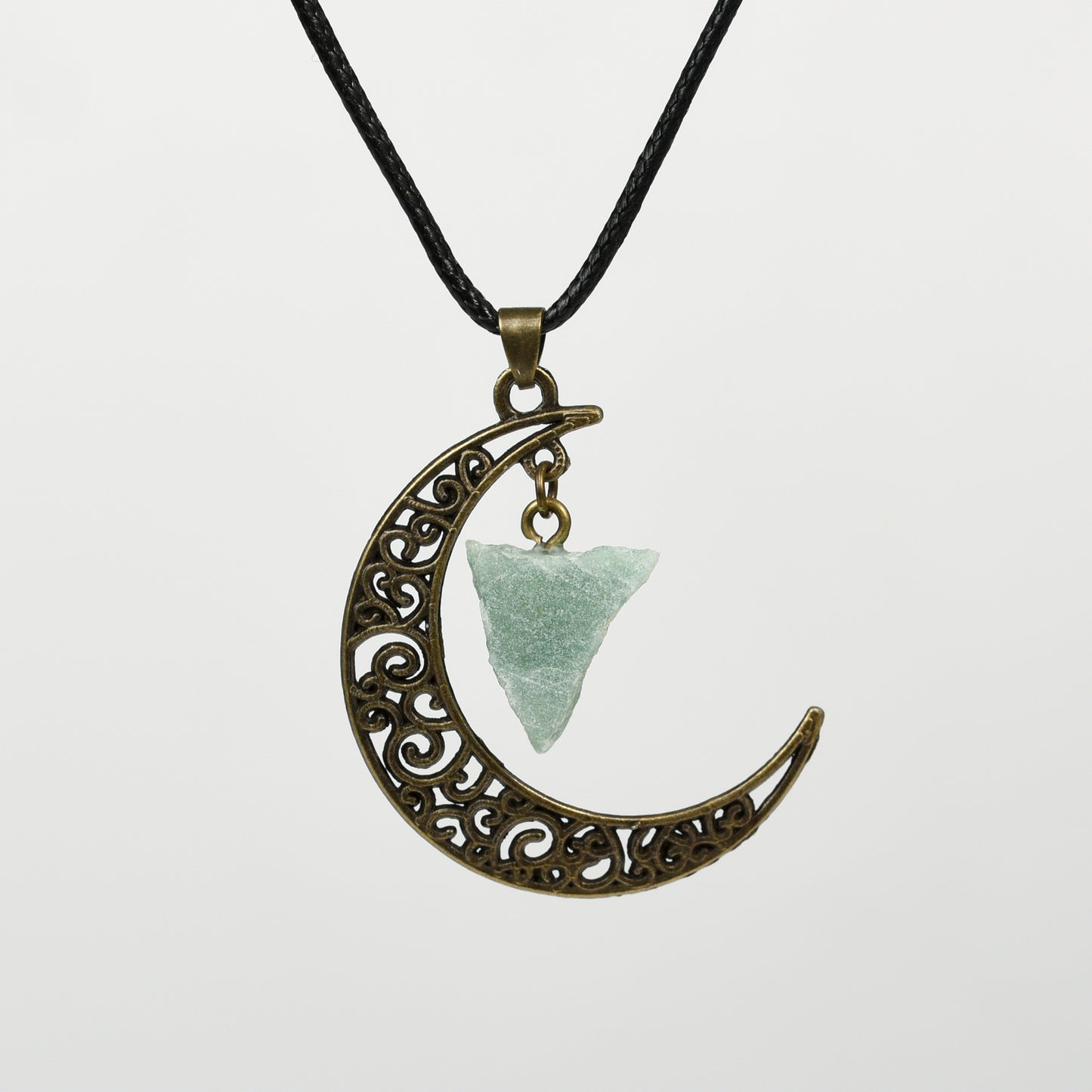 Raw Crystal & Moon Pendant