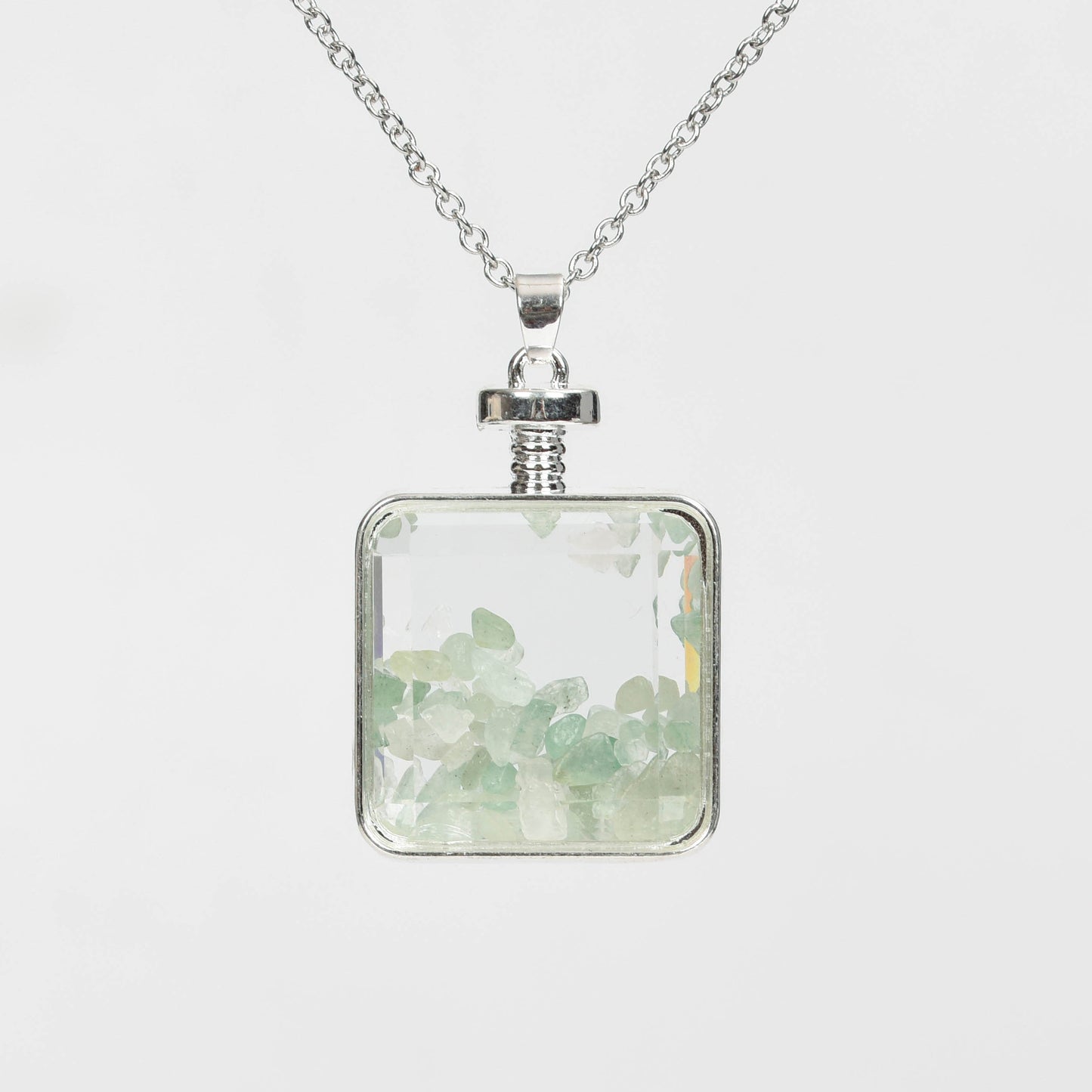 Chips in Glass Bottle Pendant