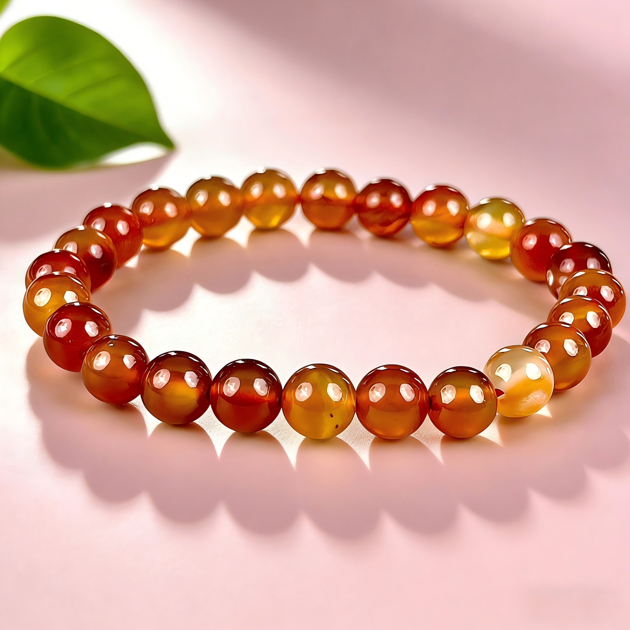 Red Carnelian  Beaded Bracelet