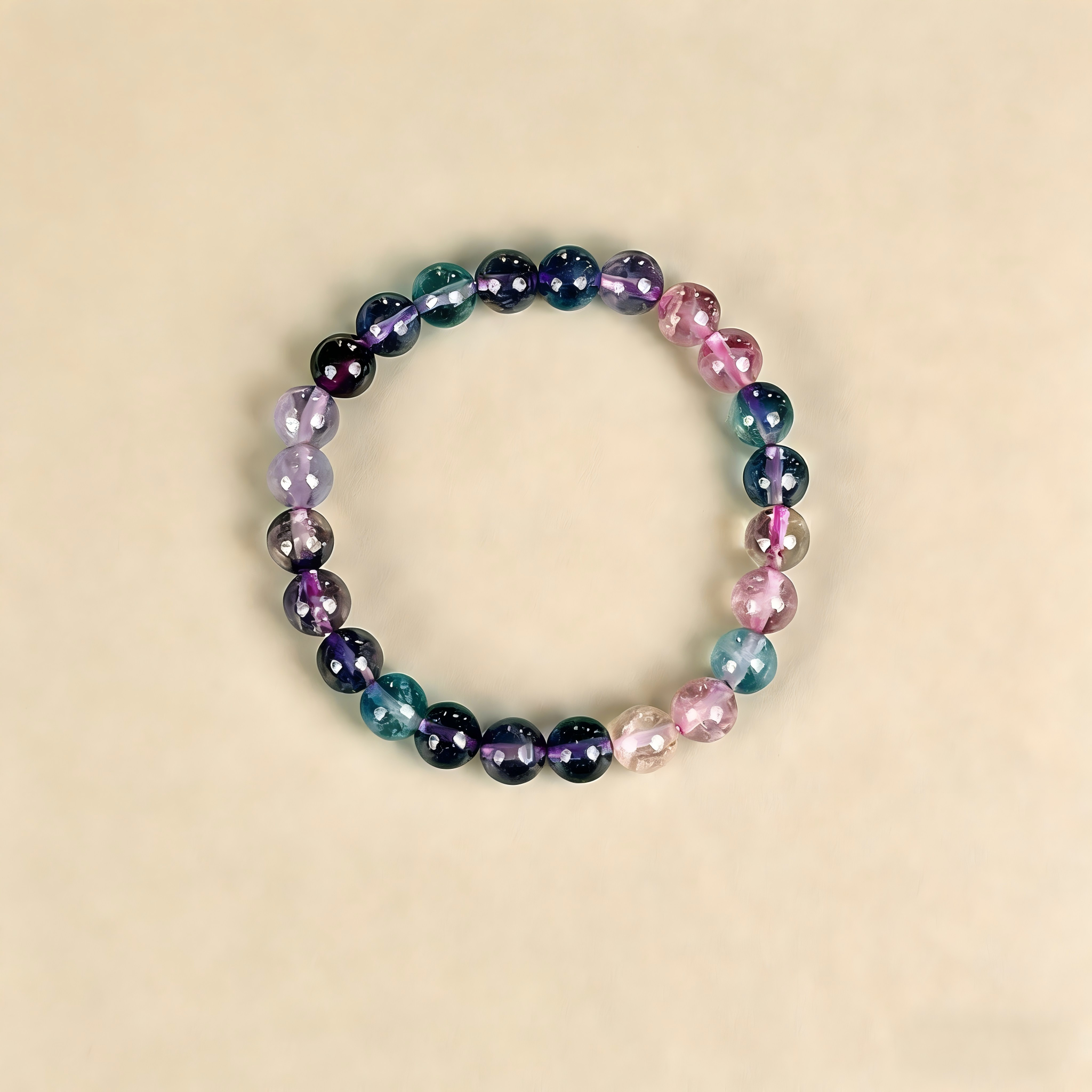 Colourful Fluorite  Beaded Bracelet