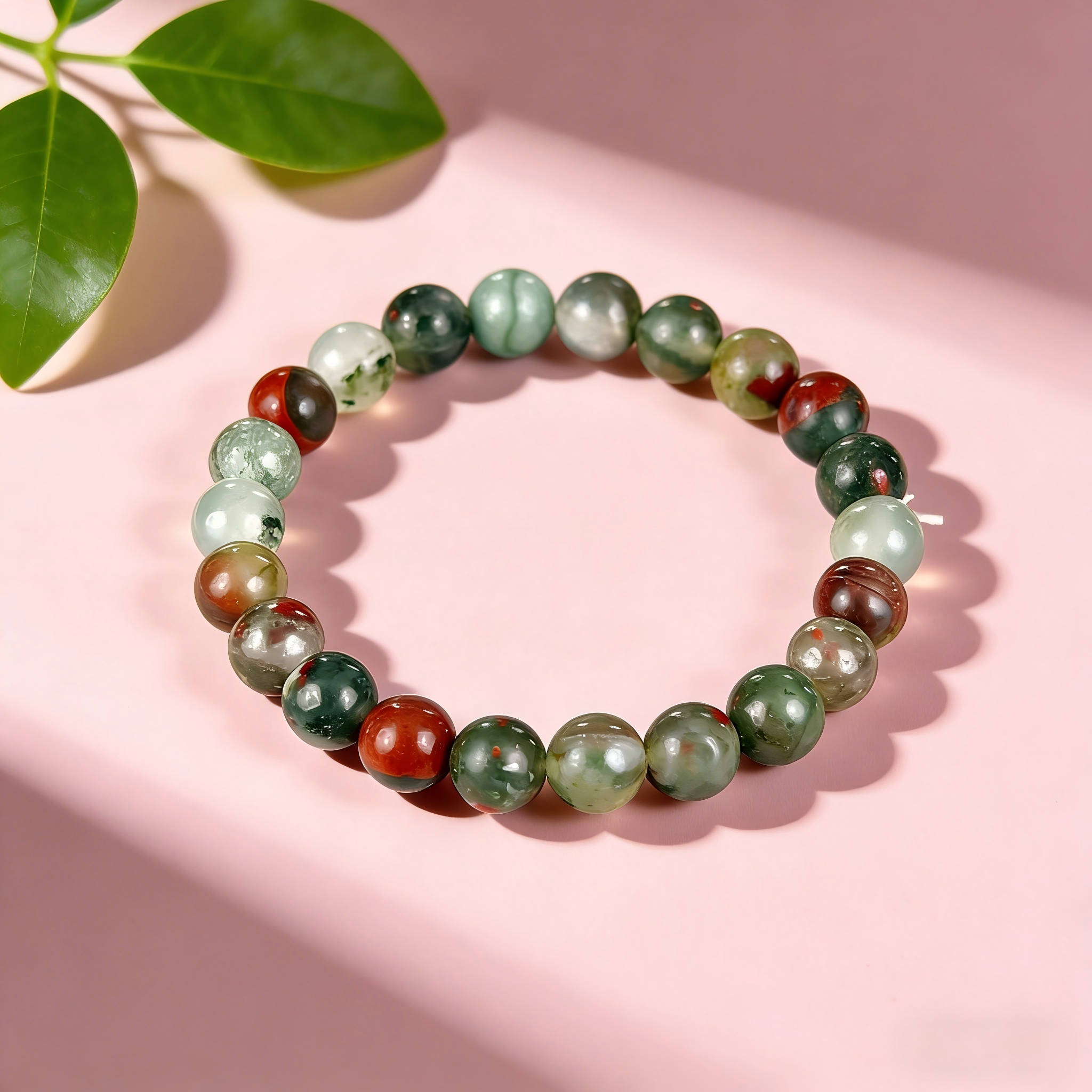 African Bloodstone  Beaded Bracelet