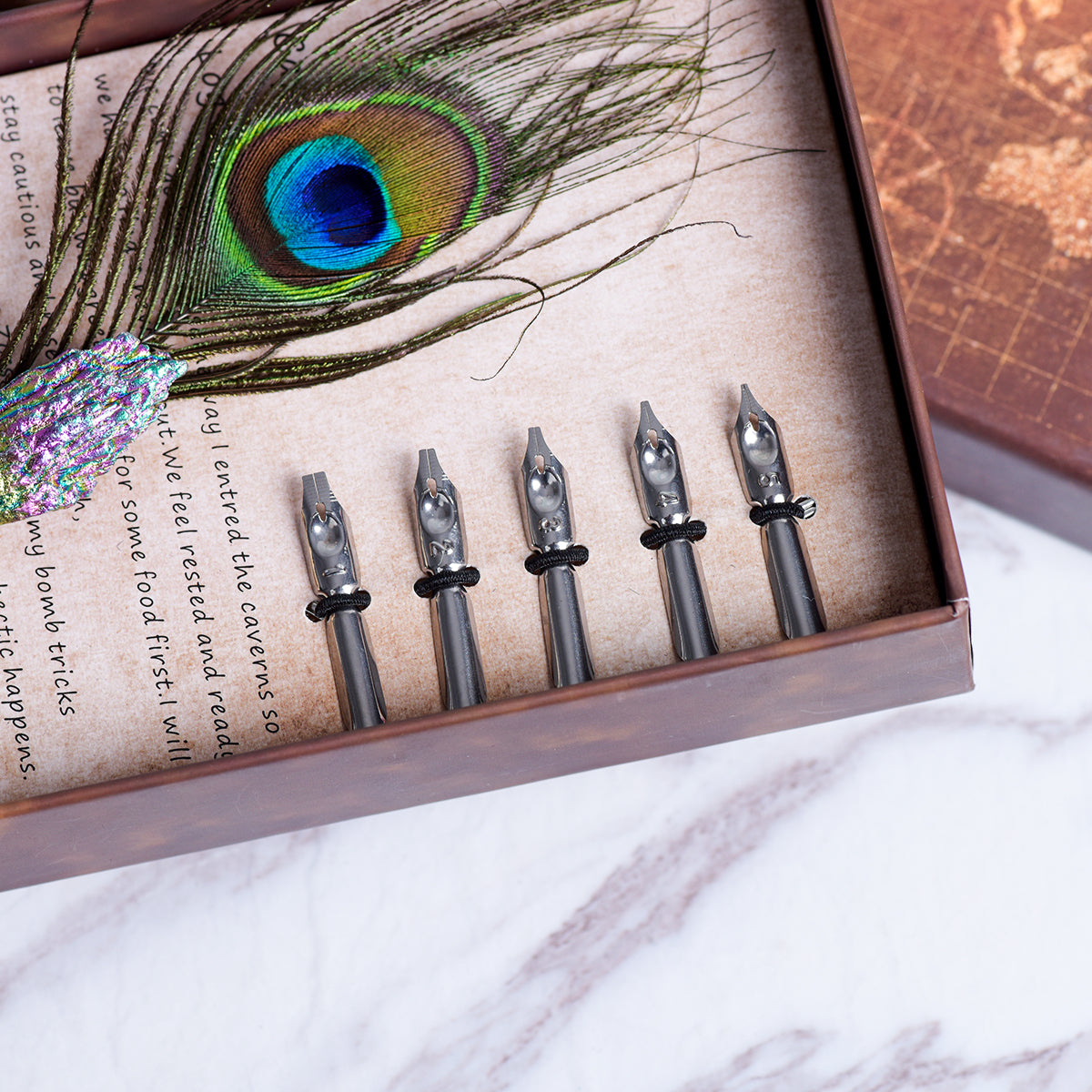 Peacock Feather Fountain Pen Set