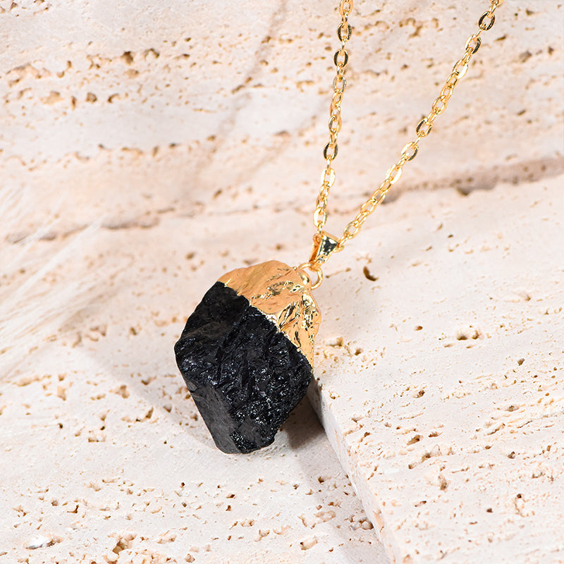 Gilded Black Tourmaline Pendant