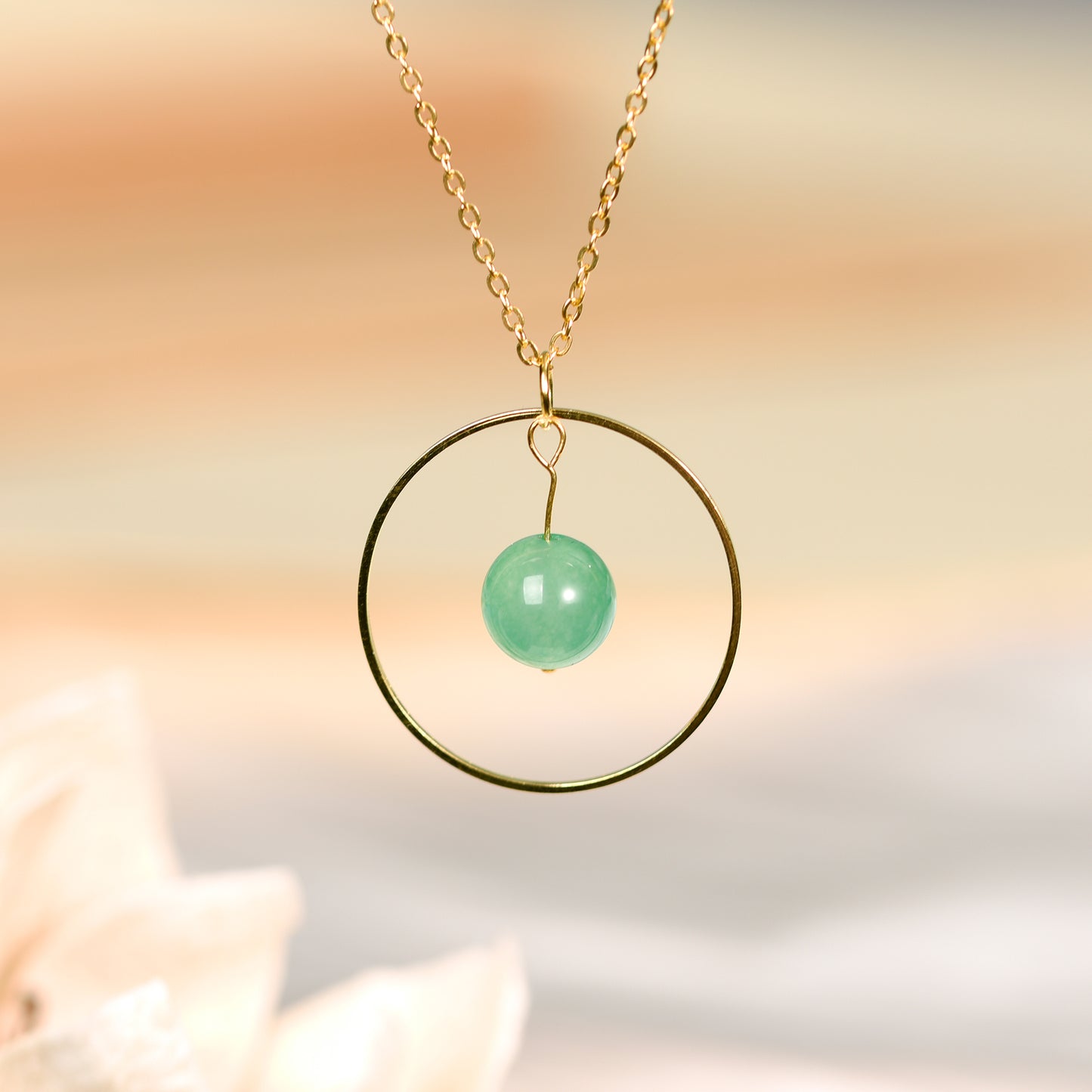 Crystla Sphere In circular ring Pendant