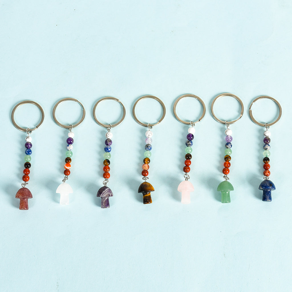 seven chakras mushroom keychain