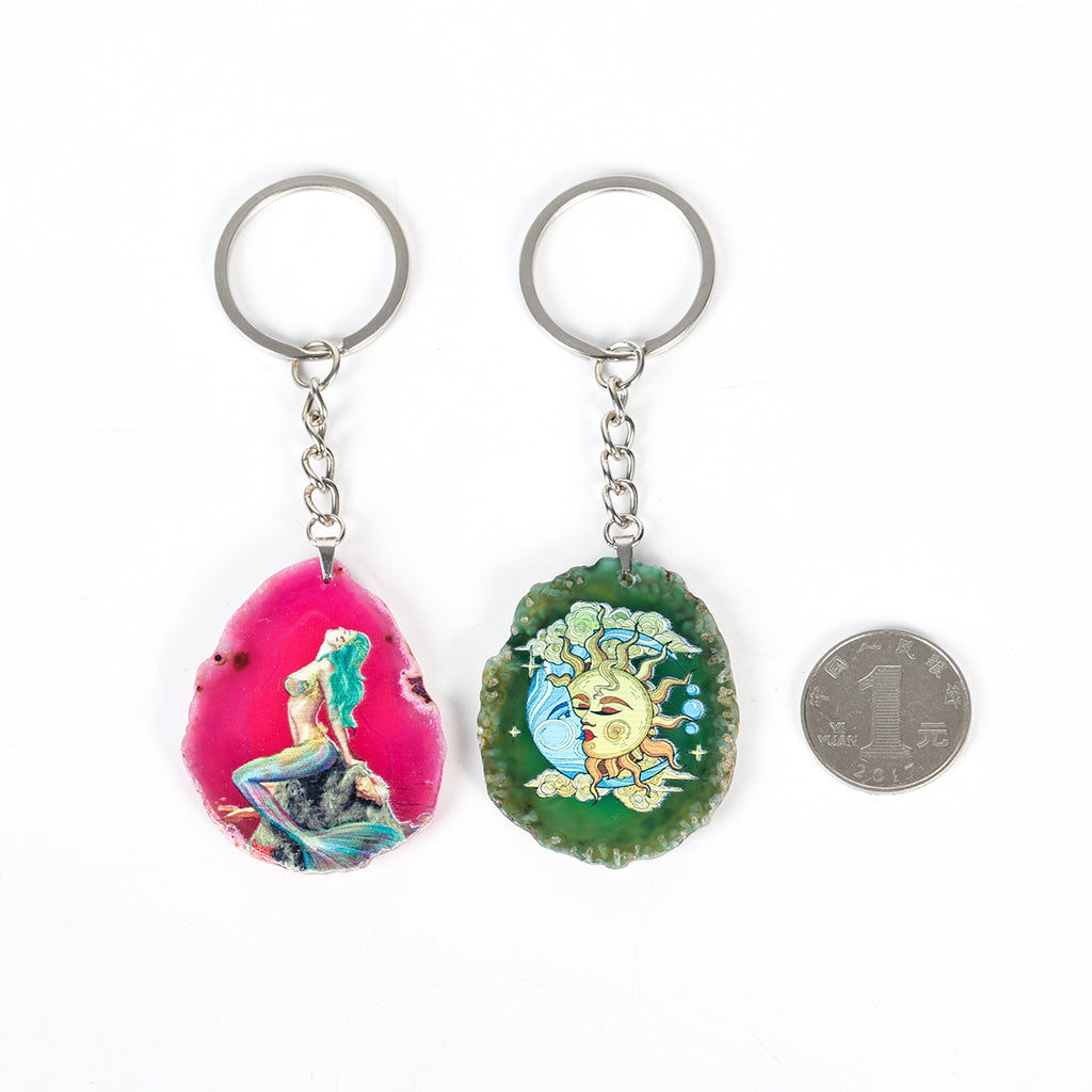 agate slices keychain