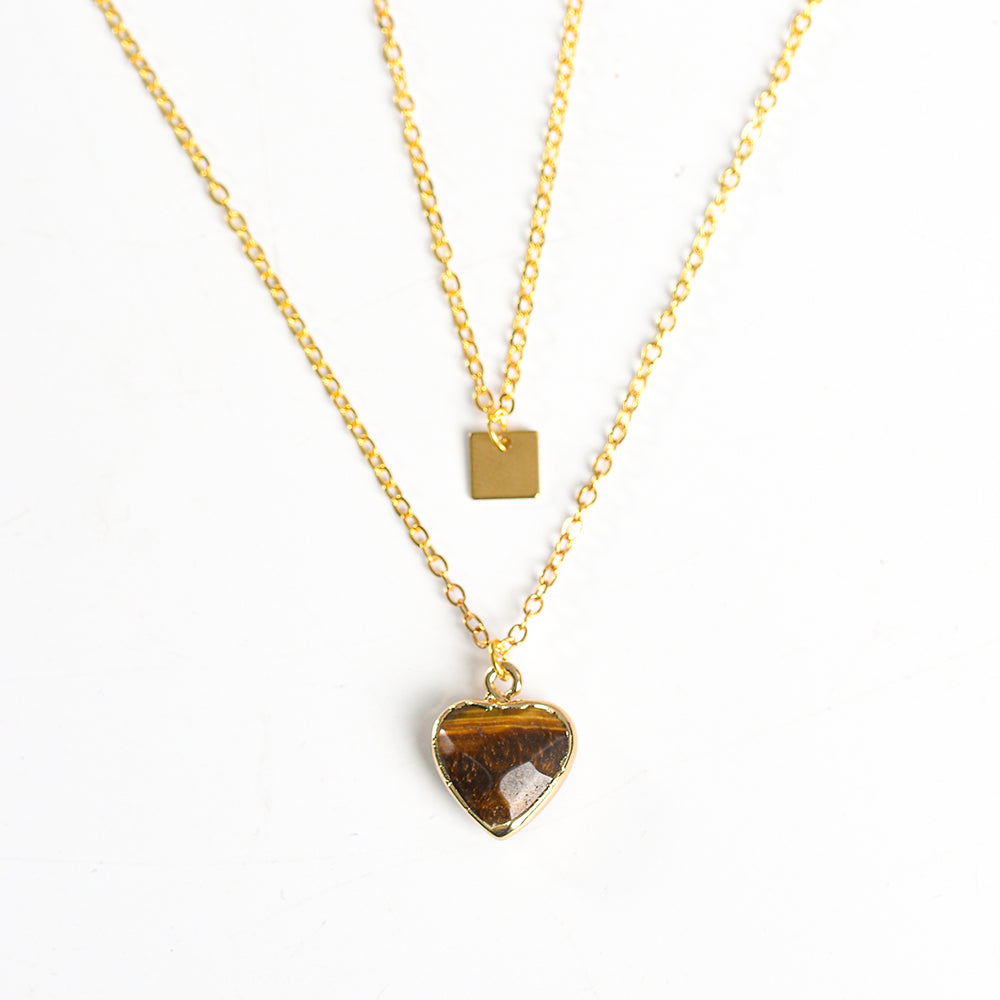 Crystal Heart with Square Double Pendant