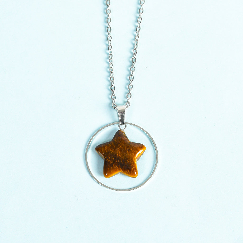 Crystla Star In Circular Ring Pendant