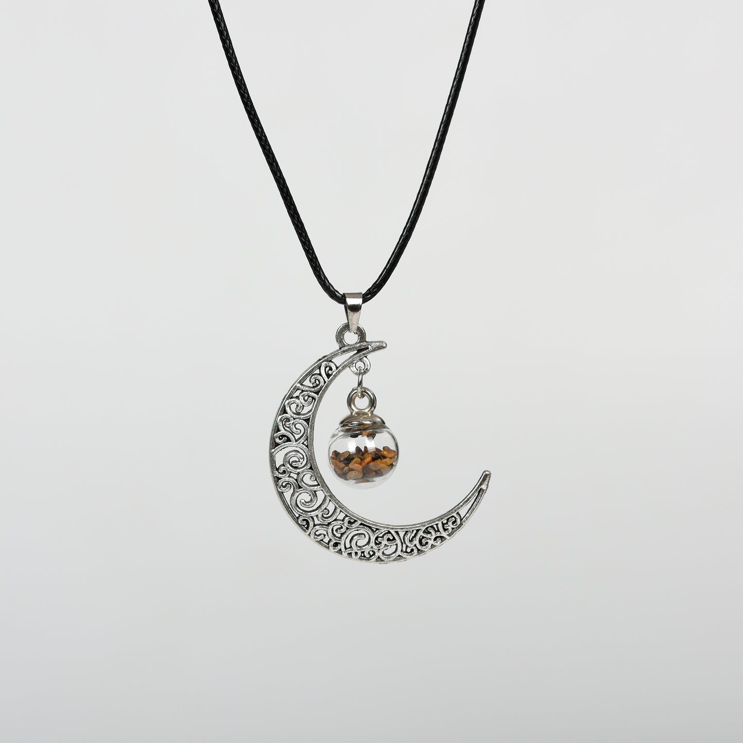 Moon with Chips in glass ball Pendant