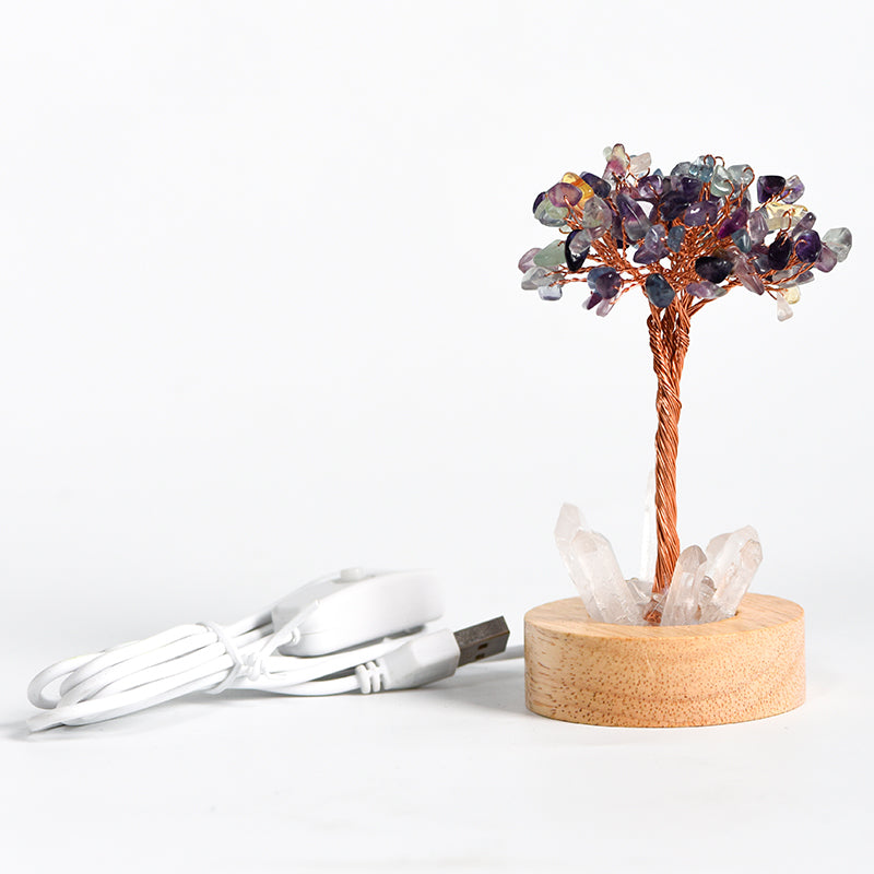 Crystal Tree With Clear Quartz Bar（Lighting Base）