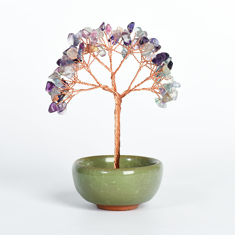 Colorful Ceramic Bowl Crystal Tree