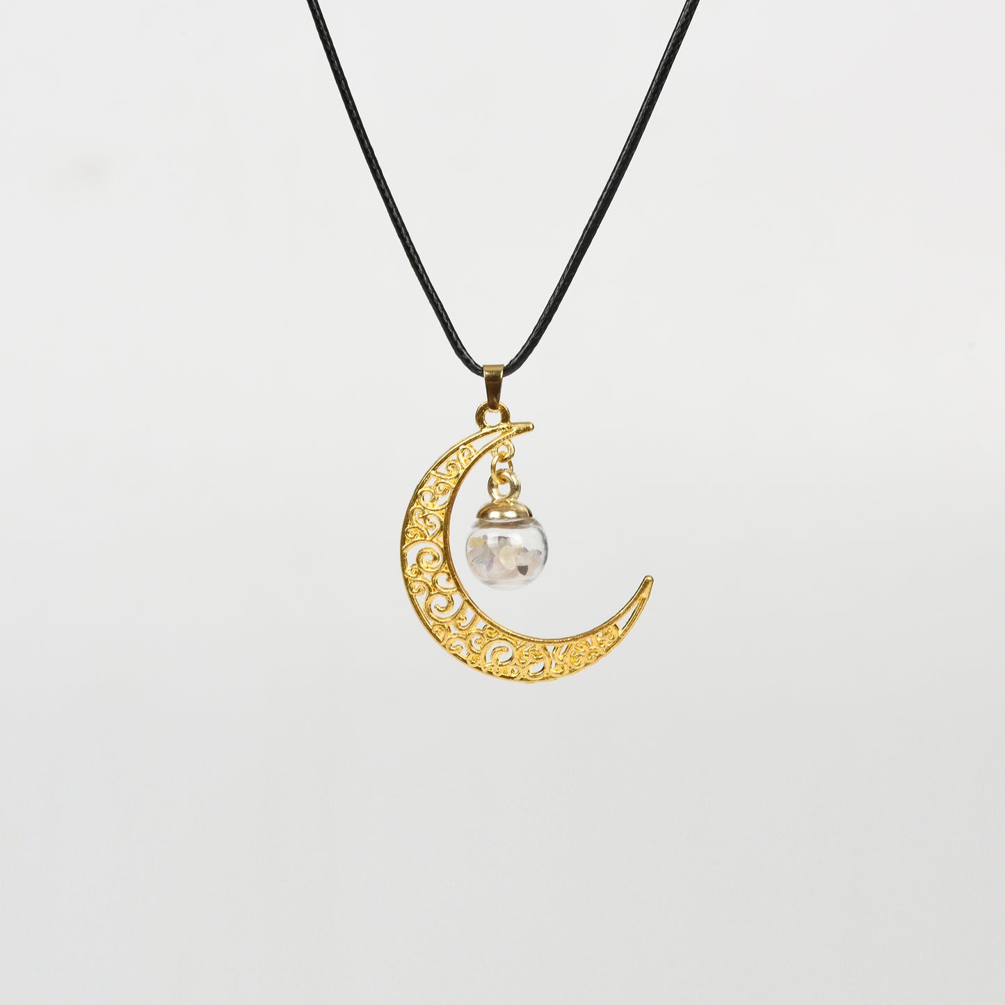 Moon with Chips in glass ball Pendant