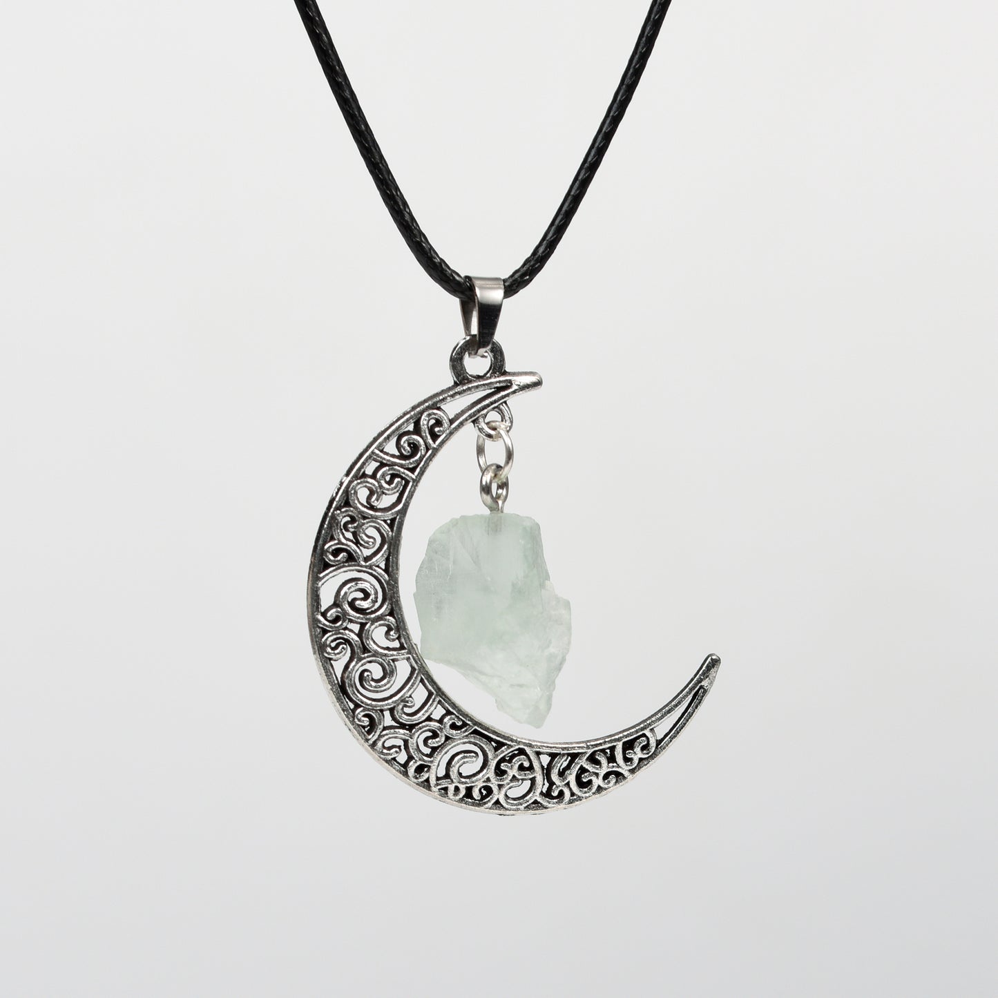 Raw Crystal & Moon Pendant