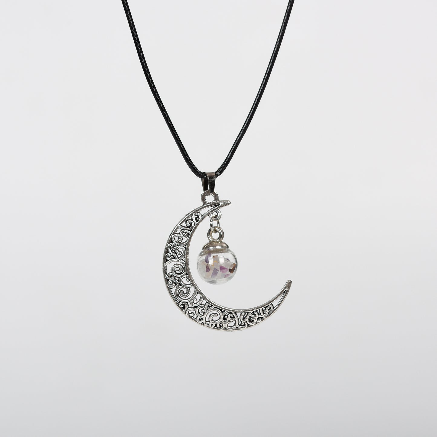 Moon with Chips in glass ball Pendant