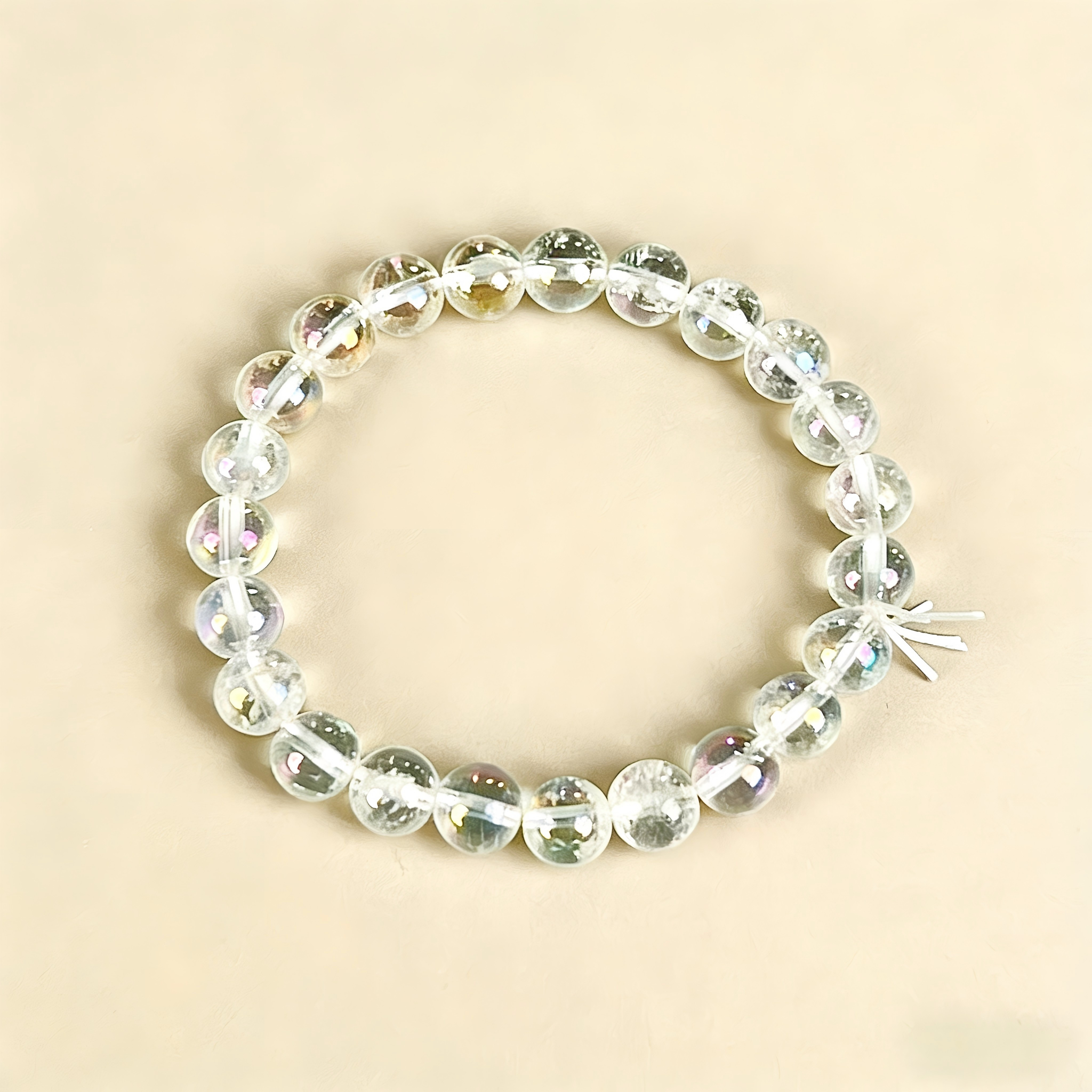Aura Coated Clear Quartz  Beaded Bracelet