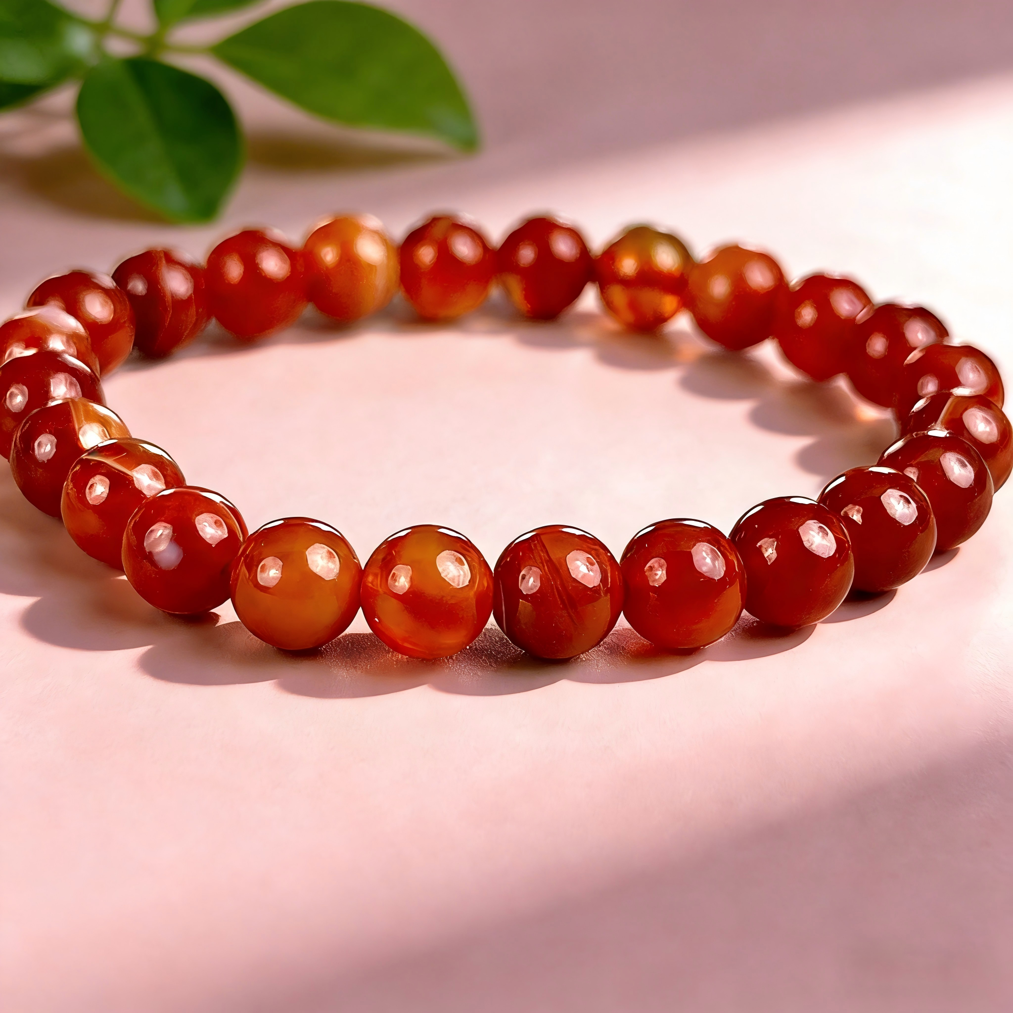 Red Carnelian  Beaded Bracelet