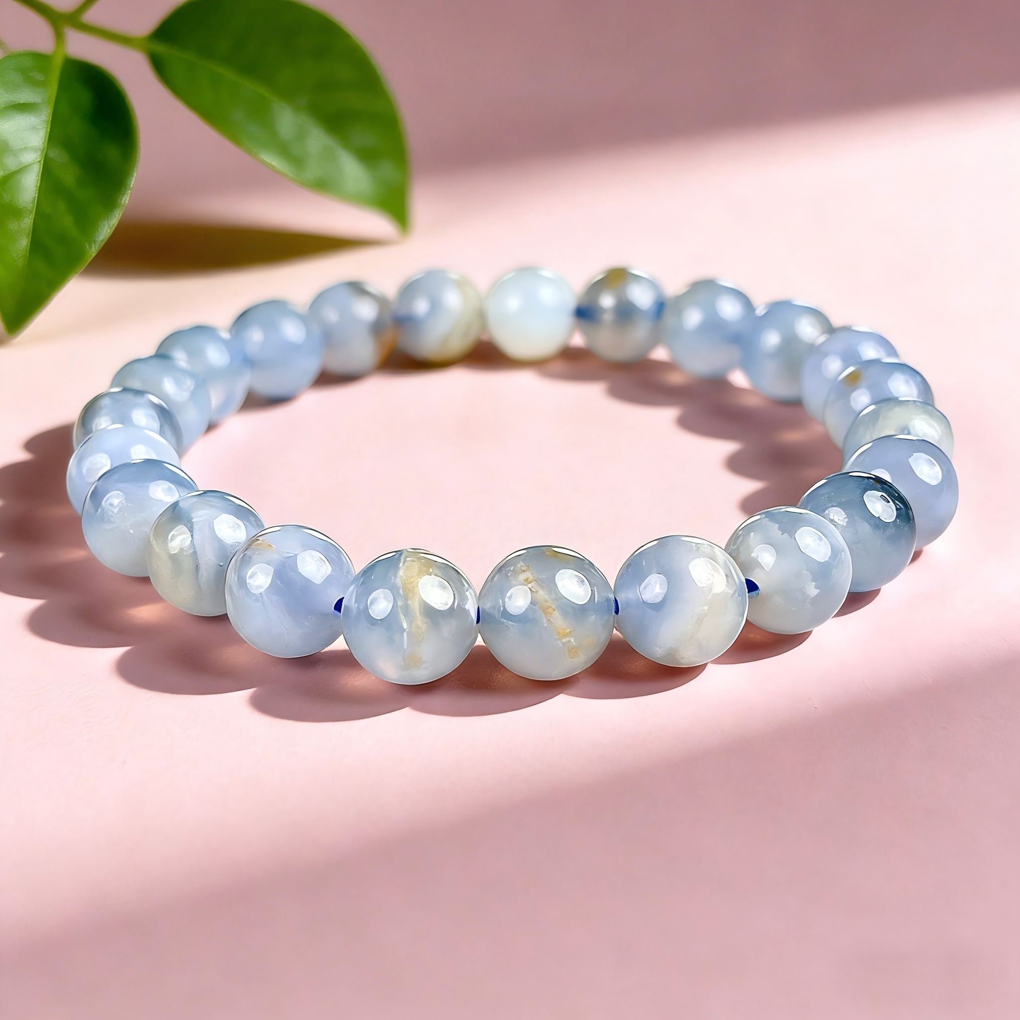 Blue Lace Agate  Beaded Bracelet