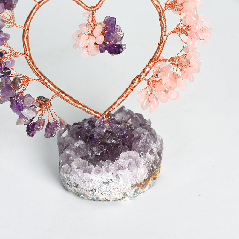 Amethyst Cluster Crystal Heart Tree