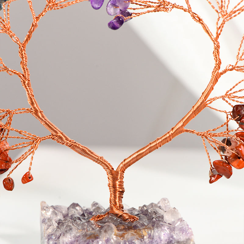 Amethyst Cluster Heart Crystal Tree