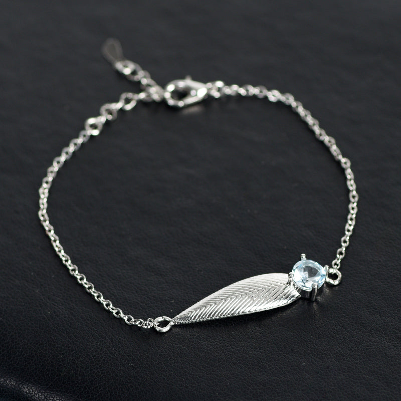 Faceted Tear Drop&Leaf Bracelet