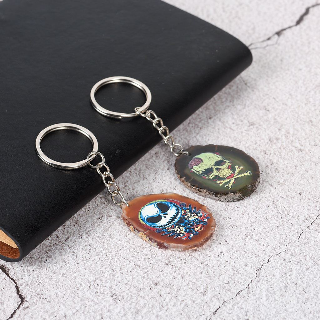 agate slices keychain