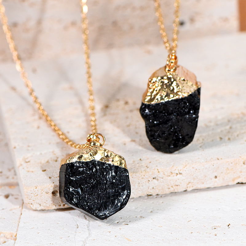 Gilded Black Tourmaline Pendant