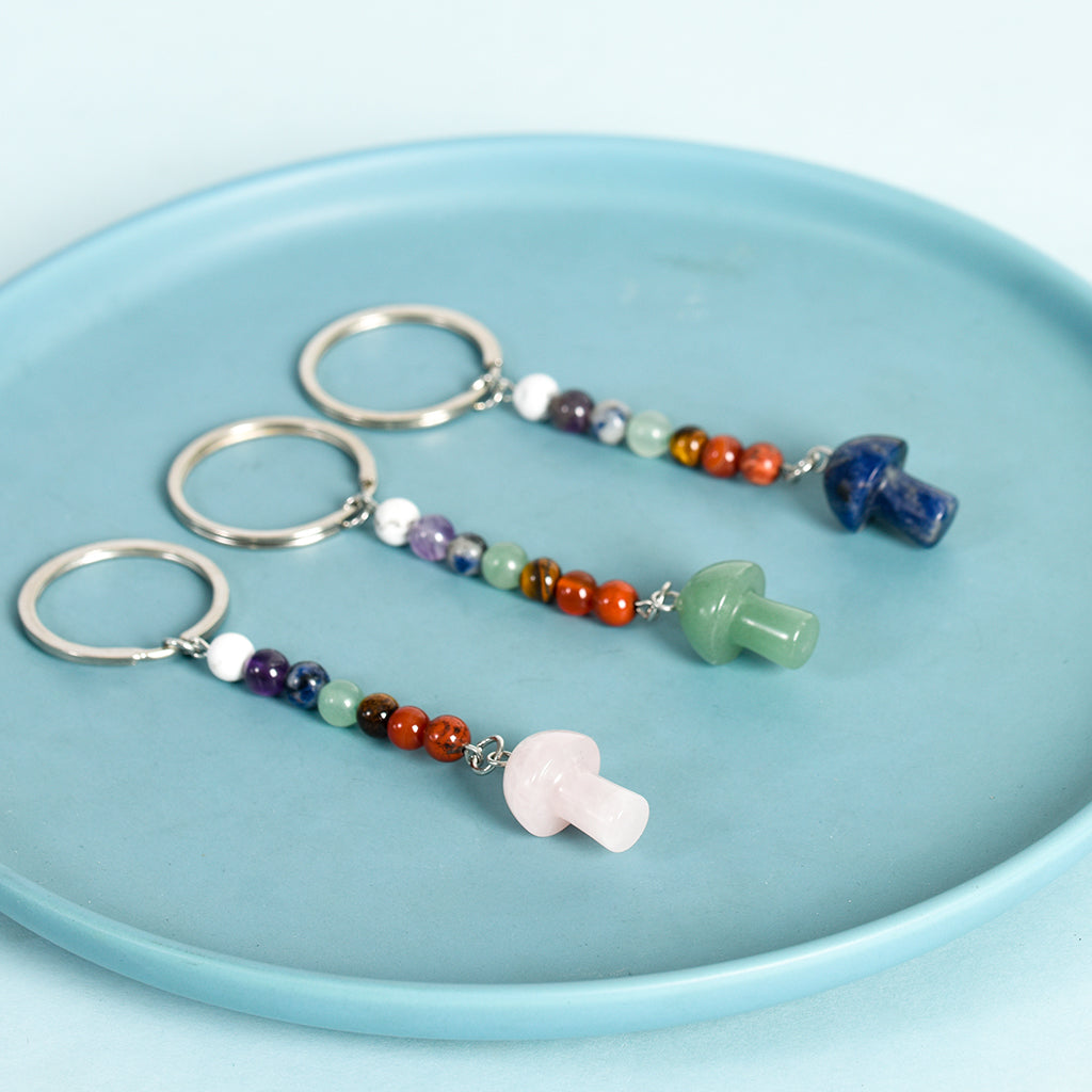 seven chakras mushroom keychain