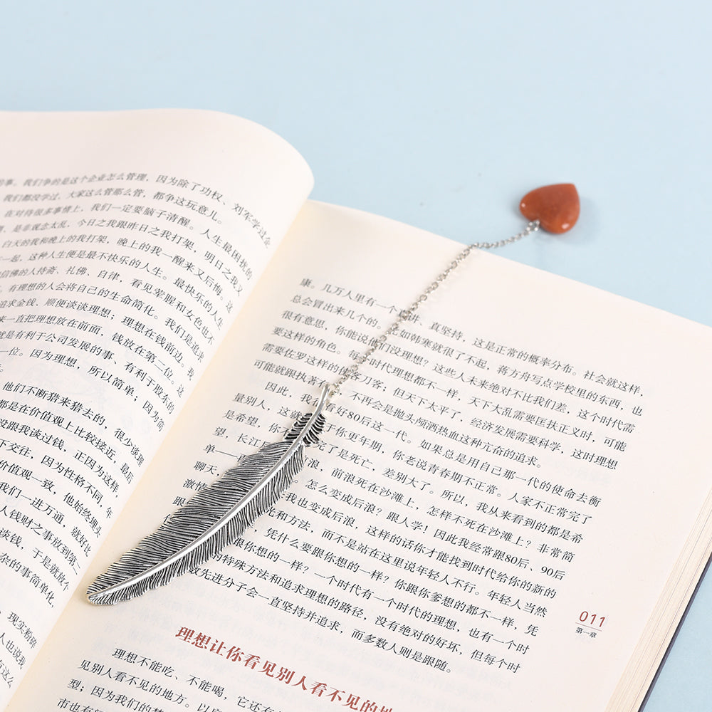 Heart Shaped Feather Bookmark