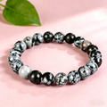 Snowflake Obsidian  Beaded Bracelet