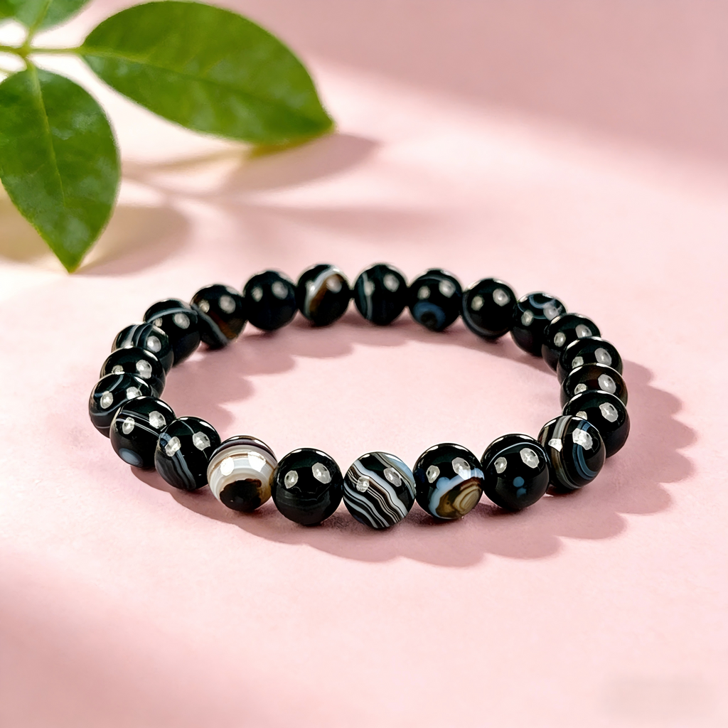Black Sardonyx  Beaded Bracelet
