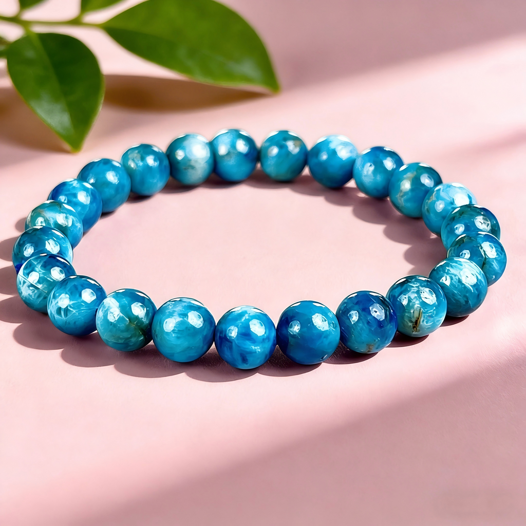 Blue Apatite  Beaded Bracelet
