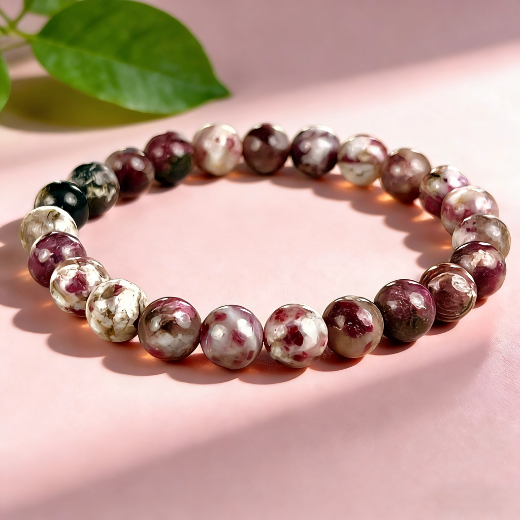 Pink Tourmaline  Beaded Bracelet
