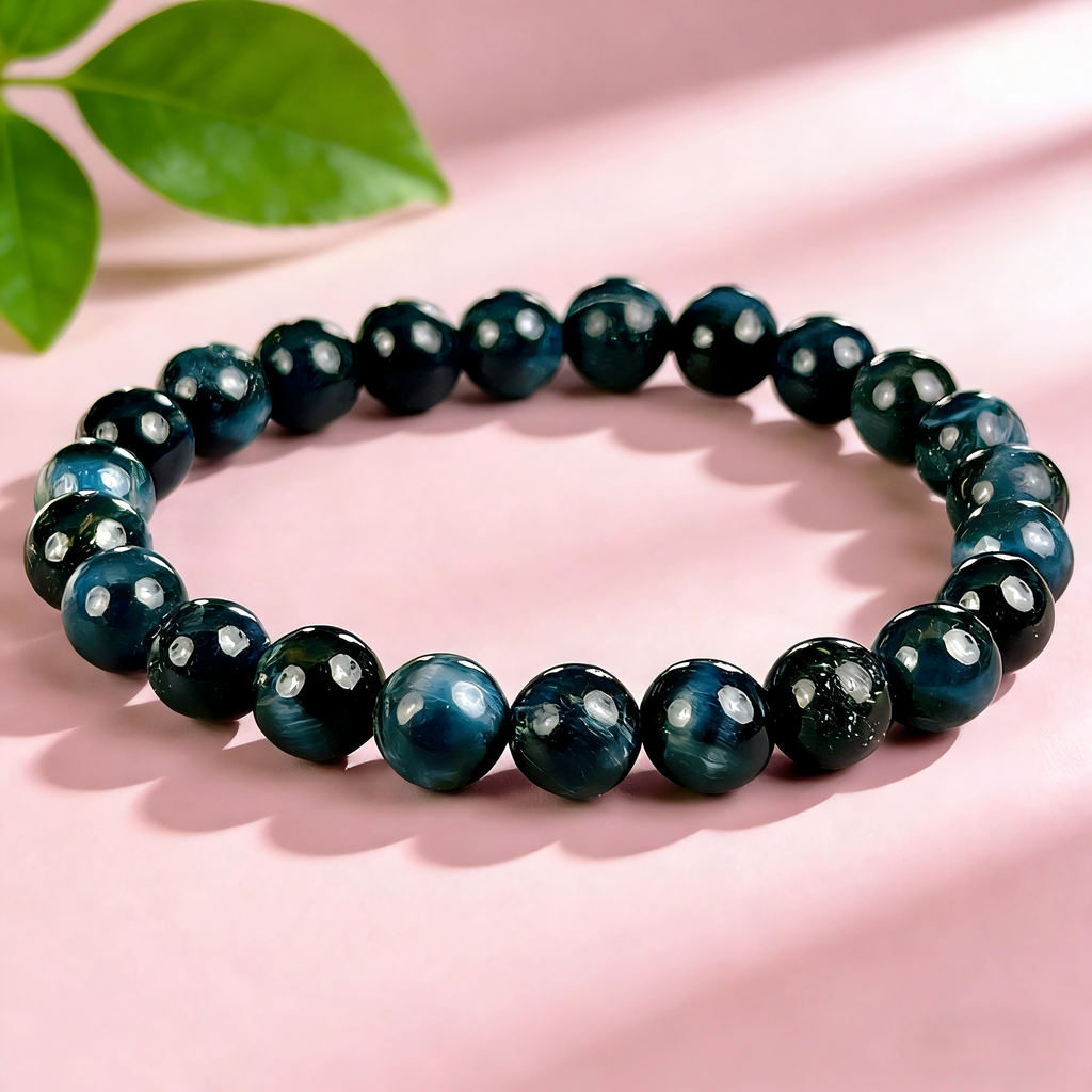 Blue Tiger Eye  Beaded Bracelet