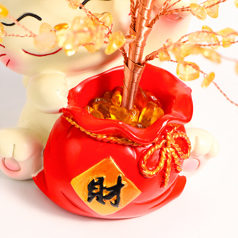 Lucky Cat Crystal Tree