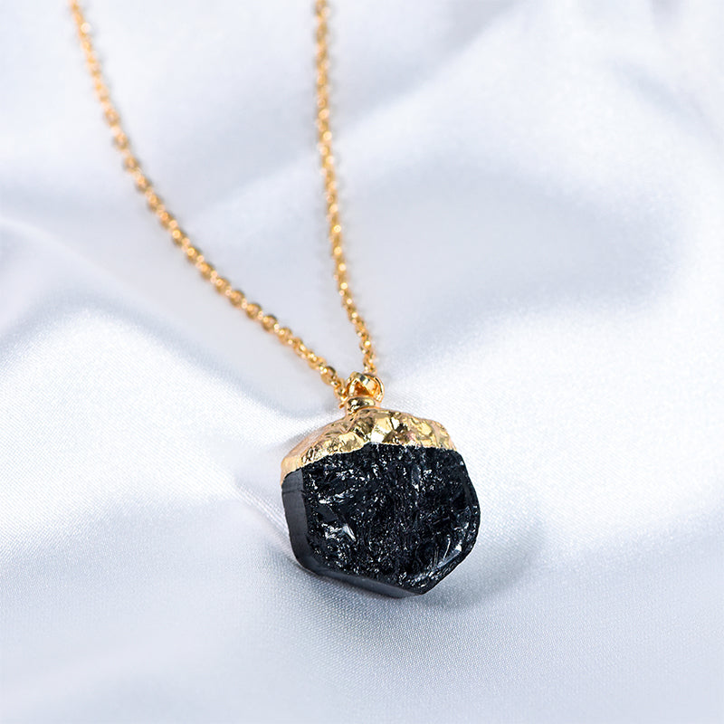 Gilded Black Tourmaline Pendant