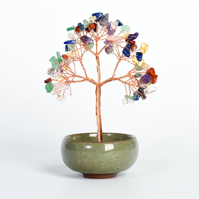 Colorful Ceramic Bowl Crystal Tree