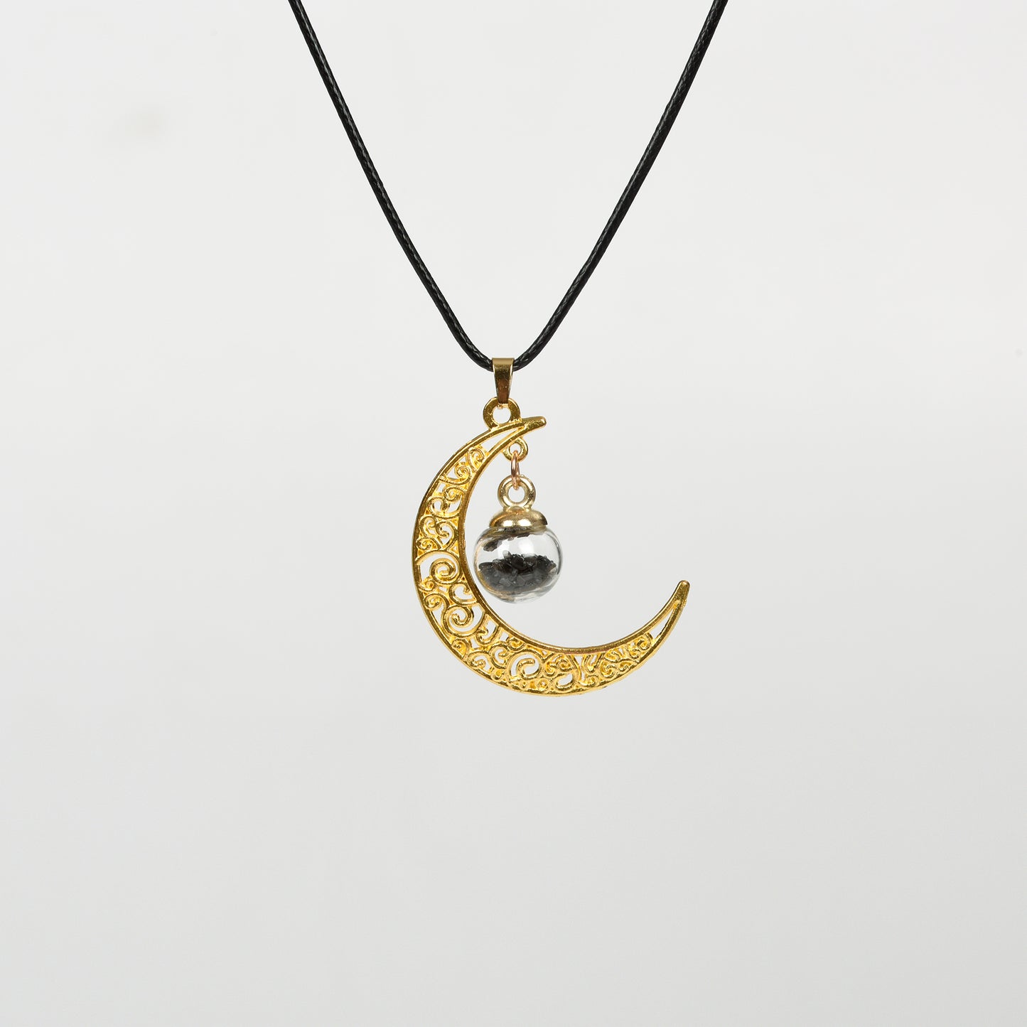 Moon with Chips in glass ball Pendant