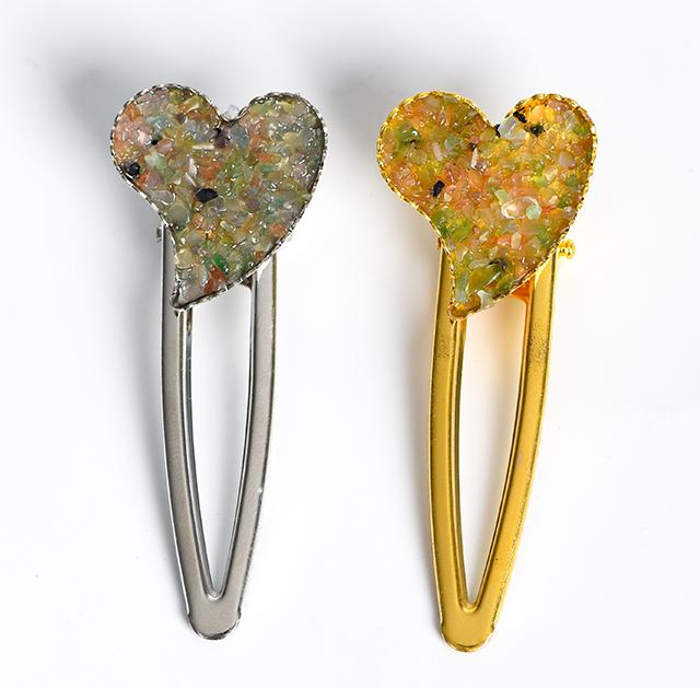 crystal heart hairpin