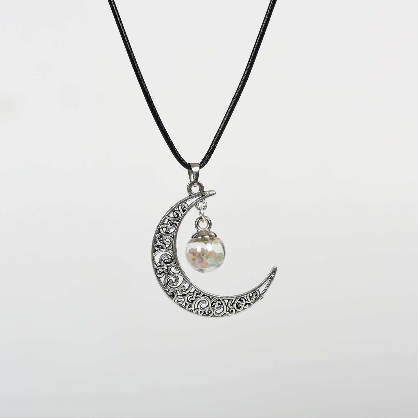 Moon with Chips in glass ball Pendant