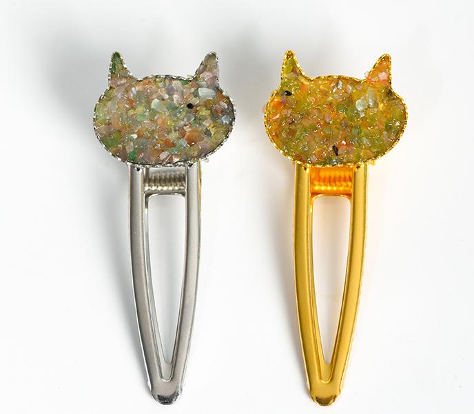 crystal cat hairpin