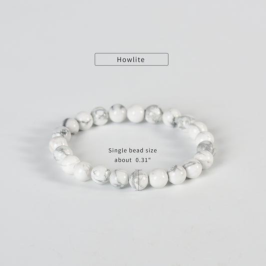 Howlite Bracelet 6mm 8mm 10 mm