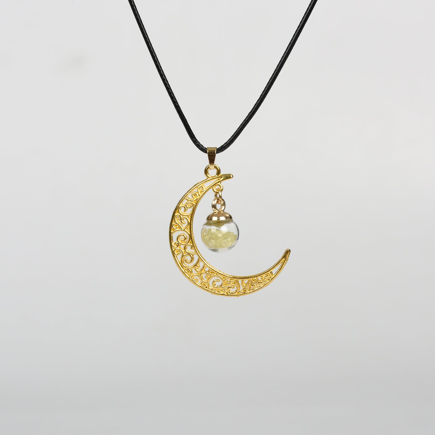 Moon with Chips in glass ball Pendant